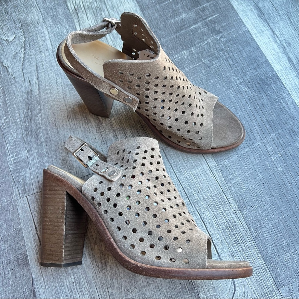 Rag & Bone Suede Laser Cut Block Heel Sandals EU 38.5 Designer Shoes